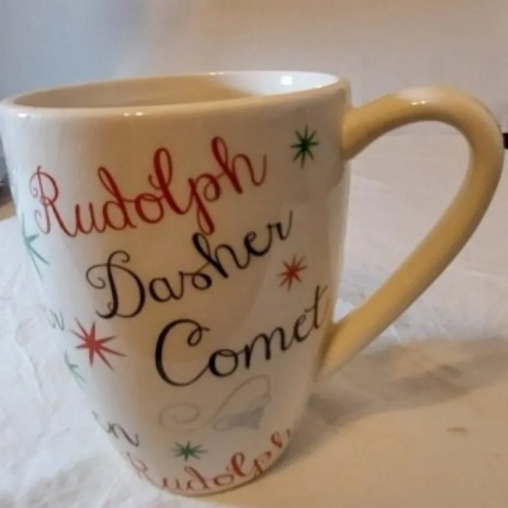 Gibson Christmas Raindeer Games Coffee Mug Vintage Holiday/ Fun